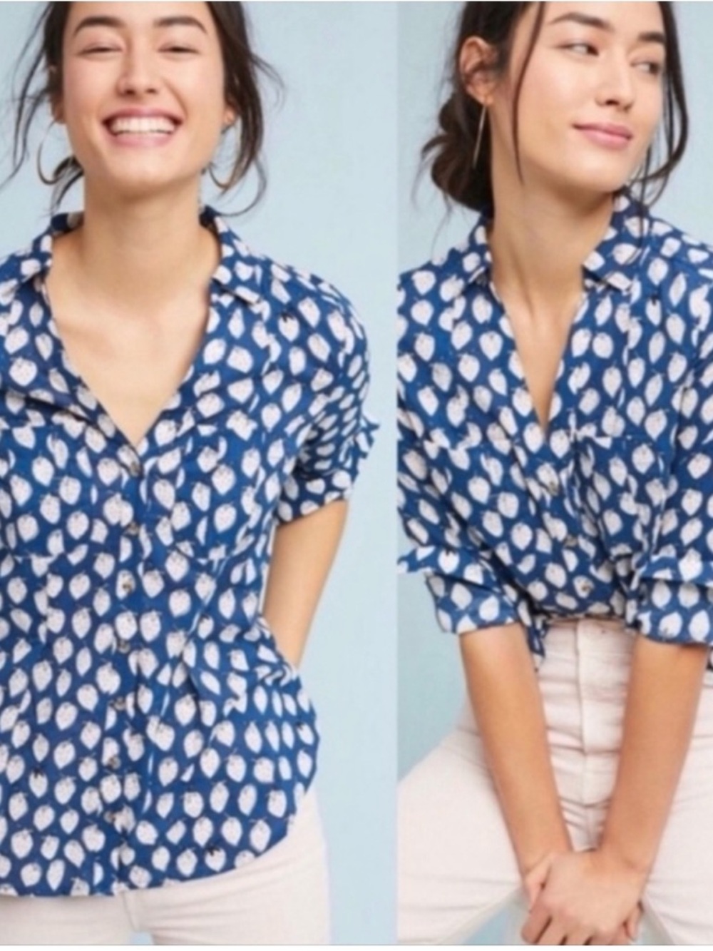 Maeve Strawberry Print Button-Down Shirt